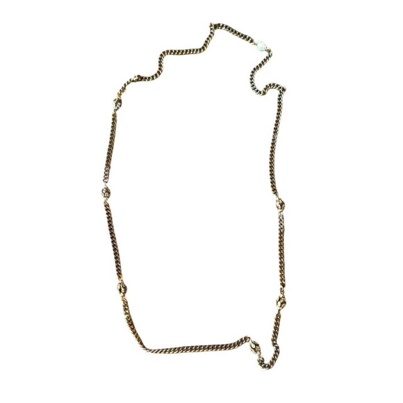 Gold-Tone LOFT Long Chain Necklace With Rhinestone Accents & Lobster Clasp - Picture 5 of 6